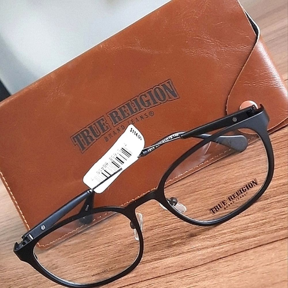 NEW Black Eyeglass Frame w/ case, Rx'able, True Religion, black metal, m…
